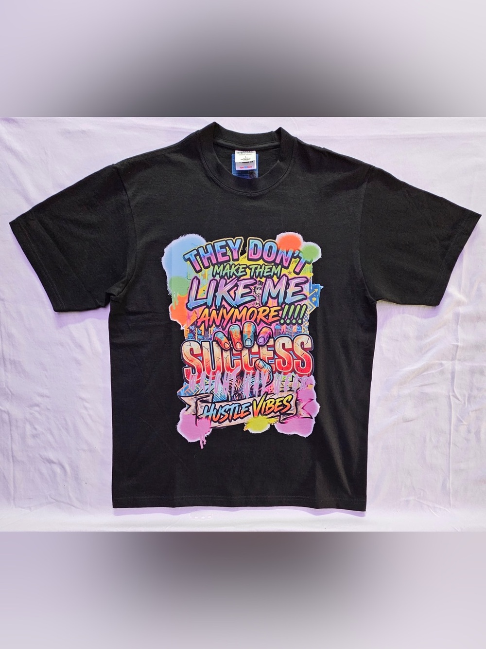 Graphic Hustle Vibes  T-Shirt - Black